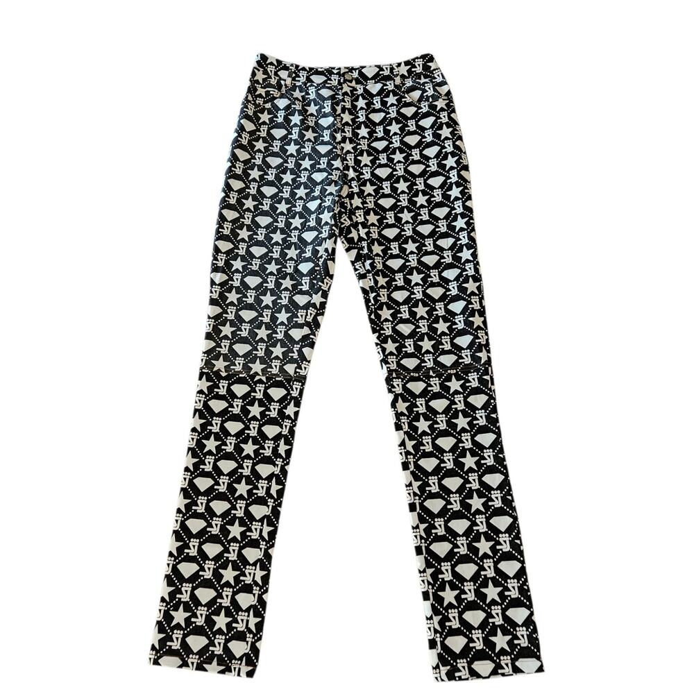 NWT Women's Shane Justin Runway Logo Star Diamond Statement Contrast Pants L